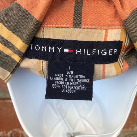 Tommy Hilfiger orange plaid button down size L - Picture 4 of 7